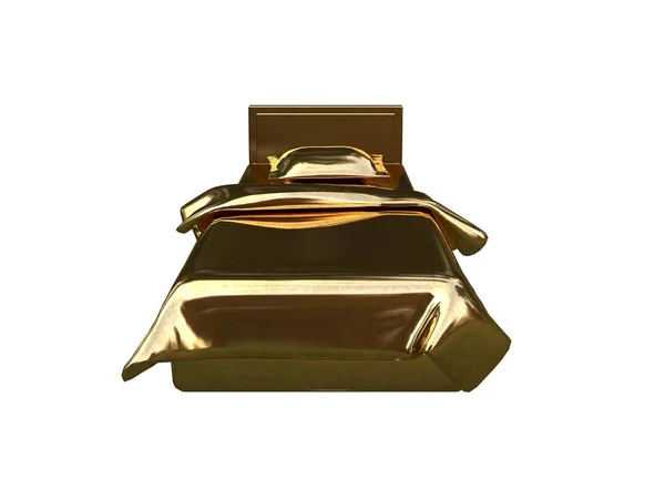 白い背景に分離された黄金のベッドの 3 d レンダリング — ストック写真