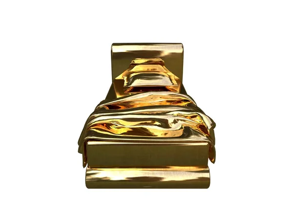 3d rendering of a golden bed isolated on a white background — Stock Photo, Image