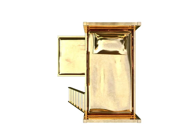 3d rendering of a golden bed isolated on a white background — Stock Photo, Image