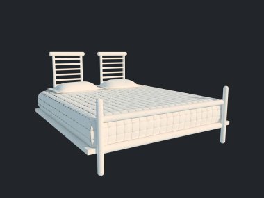 3D render izole bir siyah koyu arka plan üzerine beyaz bir yatak