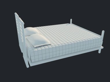 3D render izole bir siyah koyu arka plan üzerine beyaz bir yatak