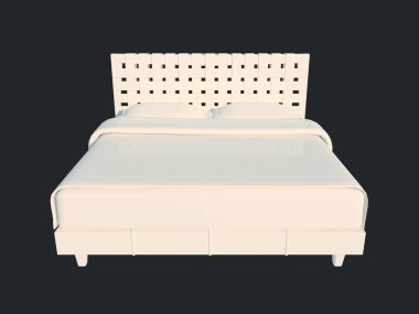 3D render izole bir siyah koyu arka plan üzerine beyaz bir yatak