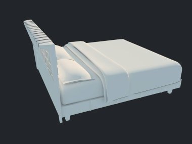3D render izole bir siyah koyu arka plan üzerine beyaz bir yatak