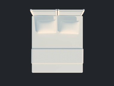 3D render izole bir siyah koyu arka plan üzerine beyaz bir yatak