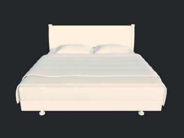 3D render izole bir siyah koyu arka plan üzerine beyaz bir yatak