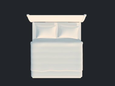 3D render izole bir siyah koyu arka plan üzerine beyaz bir yatak