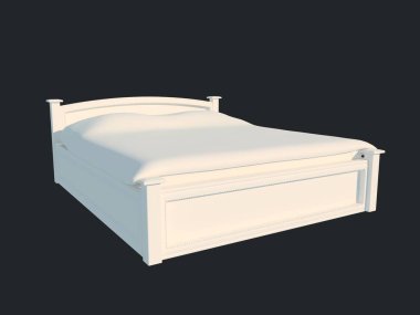 3D render izole bir siyah koyu arka plan üzerine beyaz bir yatak
