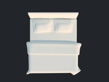 3D render izole bir siyah koyu arka plan üzerine beyaz bir yatak