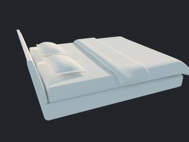 3D render izole bir siyah koyu arka plan üzerine beyaz bir yatak