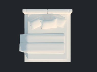3D render izole bir siyah koyu arka plan üzerine beyaz bir yatak