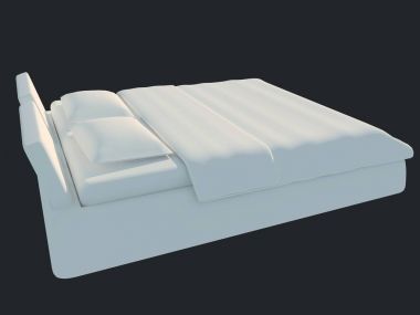 3D render izole bir siyah koyu arka plan üzerine beyaz bir yatak