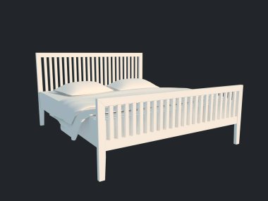 3D render izole bir siyah koyu arka plan üzerine beyaz bir yatak