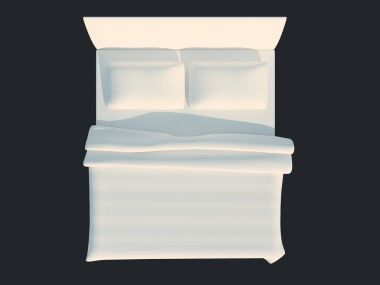 3D render izole bir siyah koyu arka plan üzerine beyaz bir yatak