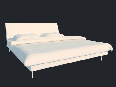 3D render izole bir siyah koyu arka plan üzerine beyaz bir yatak