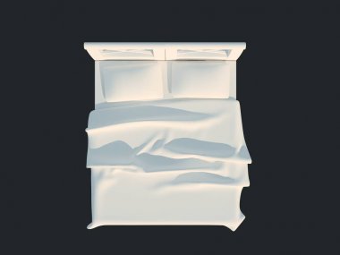 3D render izole bir siyah koyu arka plan üzerine beyaz bir yatak