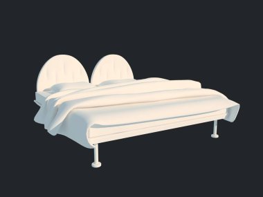 3D render izole bir siyah koyu arka plan üzerine beyaz bir yatak