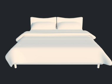 3D render izole bir siyah koyu arka plan üzerine beyaz bir yatak