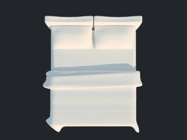 3D render izole bir siyah koyu arka plan üzerine beyaz bir yatak