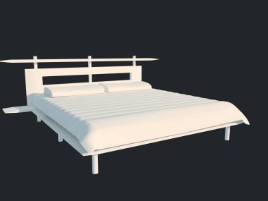 3D render izole bir siyah koyu arka plan üzerine beyaz bir yatak