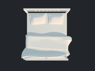 3D render izole bir siyah koyu arka plan üzerine beyaz bir yatak