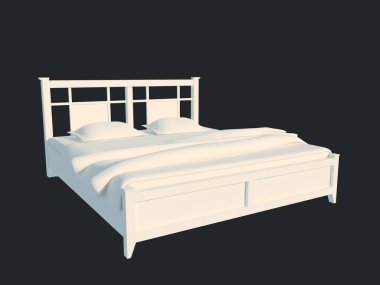 3D render izole bir siyah koyu arka plan üzerine beyaz bir yatak