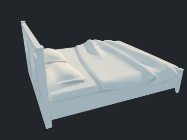 3D render izole bir siyah koyu arka plan üzerine beyaz bir yatak