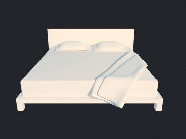 3D render izole bir siyah koyu arka plan üzerine beyaz bir yatak