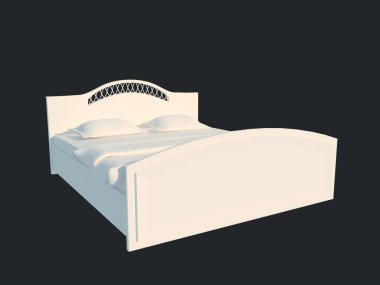 3D render izole bir siyah koyu arka plan üzerine beyaz bir yatak