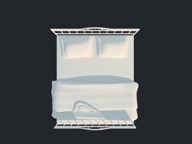 3D render izole bir siyah koyu arka plan üzerine beyaz bir yatak