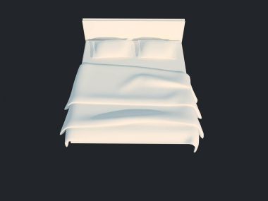 3D render izole bir siyah koyu arka plan üzerine beyaz bir yatak