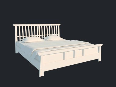 3D render izole bir siyah koyu arka plan üzerine beyaz bir yatak