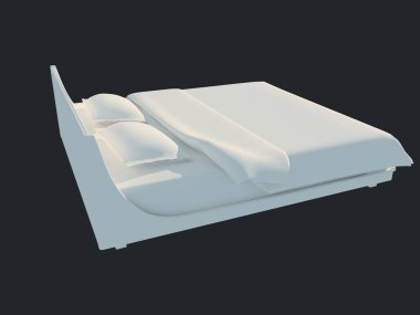 3D render izole bir siyah koyu arka plan üzerine beyaz bir yatak