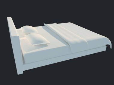 3D render izole bir siyah koyu arka plan üzerine beyaz bir yatak