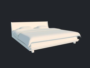 3D render izole bir siyah koyu arka plan üzerine beyaz bir yatak
