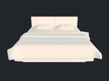 3D render izole bir siyah koyu arka plan üzerine beyaz bir yatak