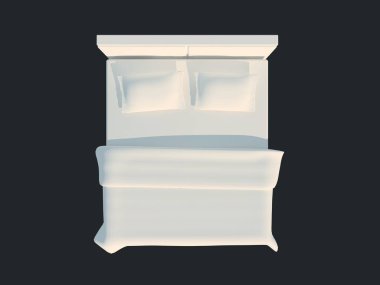 3D render izole bir siyah koyu arka plan üzerine beyaz bir yatak
