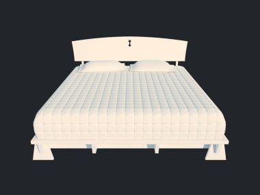 3D render izole bir siyah koyu arka plan üzerine beyaz bir yatak