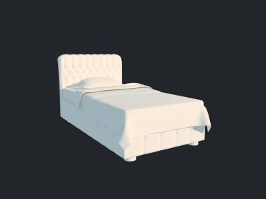 3D render izole bir siyah koyu arka plan üzerine beyaz bir yatak