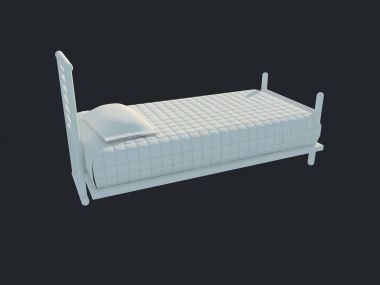 3D render izole bir siyah koyu arka plan üzerine beyaz bir yatak