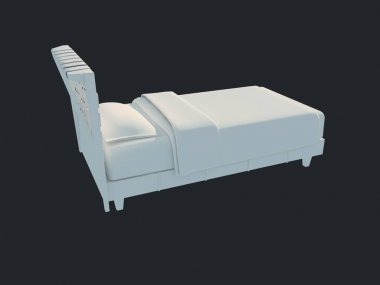 3D render izole bir siyah koyu arka plan üzerine beyaz bir yatak