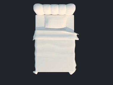 3D render izole bir siyah koyu arka plan üzerine beyaz bir yatak