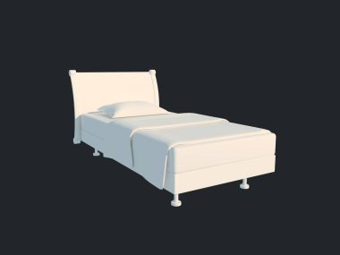 3D render izole bir siyah koyu arka plan üzerine beyaz bir yatak
