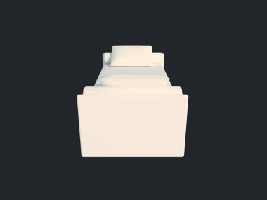 3D render izole bir siyah koyu arka plan üzerine beyaz bir yatak