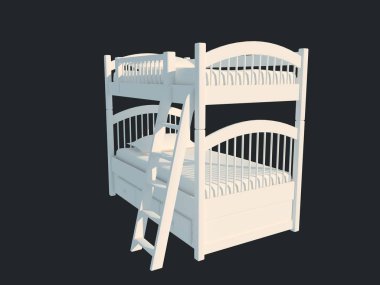 3D render izole bir siyah koyu arka plan üzerine beyaz bir yatak