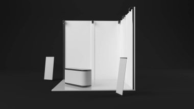 3D render için farklı ışık ile beyaz Fuar Standı