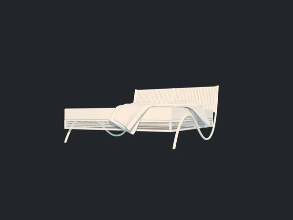 Renderowania 3D z białym łóżku na białym na czarnym tle — Zdjęcie stockowe
