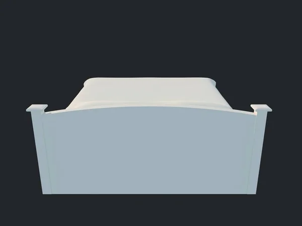 3D rendering elszigetelt fekete sötét alapon fehér ágy — Stock Fotó