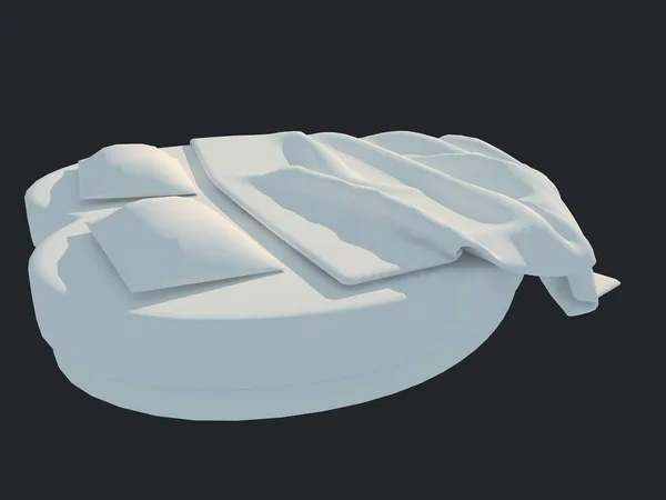 3D render izole bir siyah koyu arka plan üzerine beyaz bir yatak — Stok fotoğraf