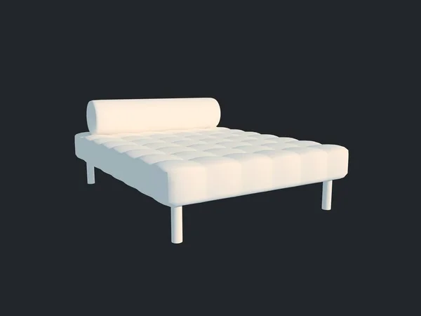 3d rendering of a white bed isolated on a black dark background — Stock Photo, Image