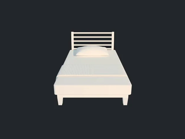 3d rendering of a white bed isolated on a black dark background — Stock Photo, Image